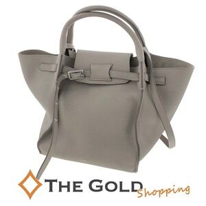 Celine Big Bag Long Strap Supple Grained Calfskin Taupe Shoulder Gray